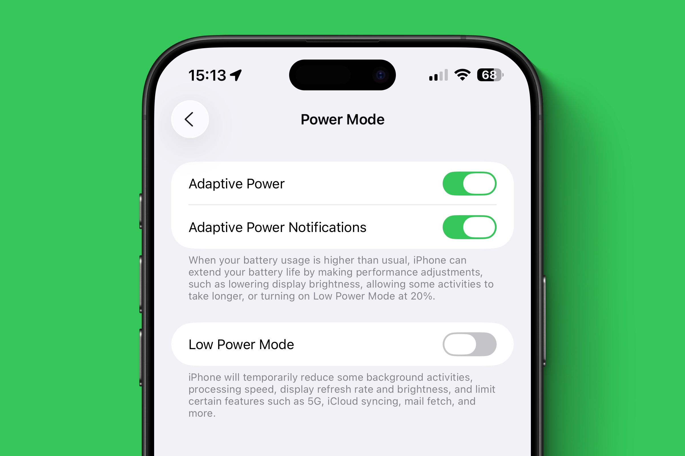 Adaptive Power iOS 26