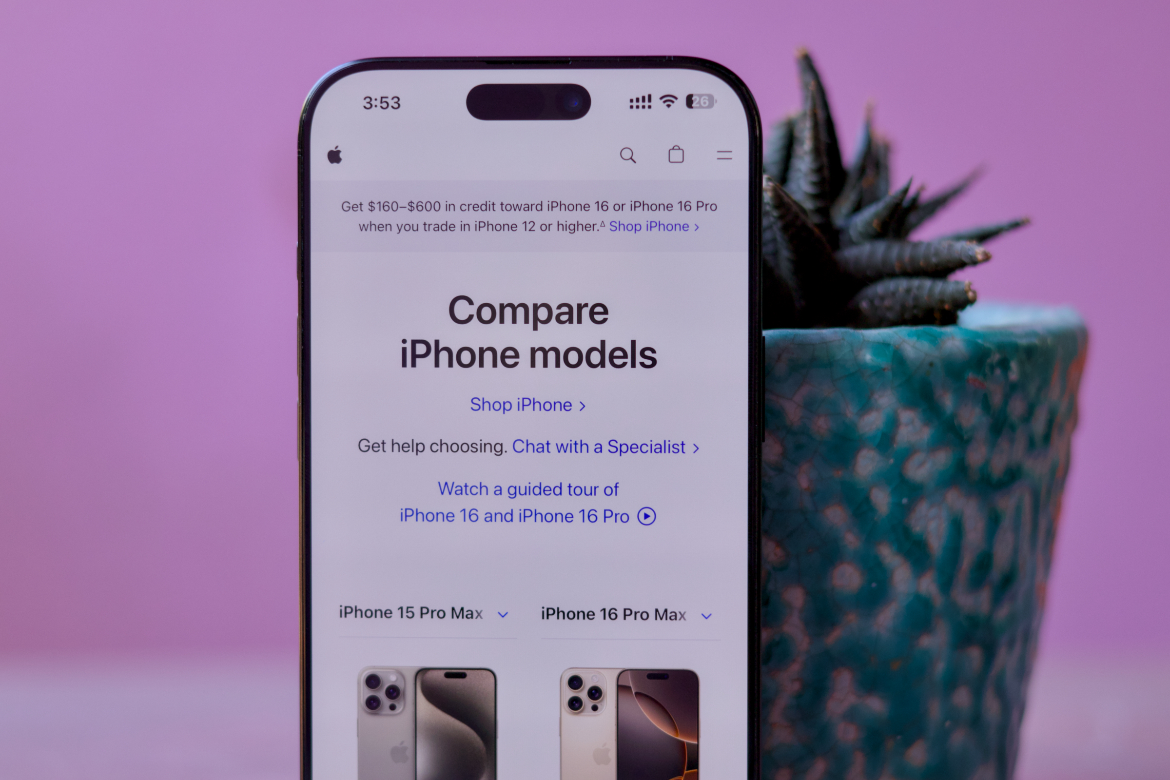 Comapre iPhone webpage