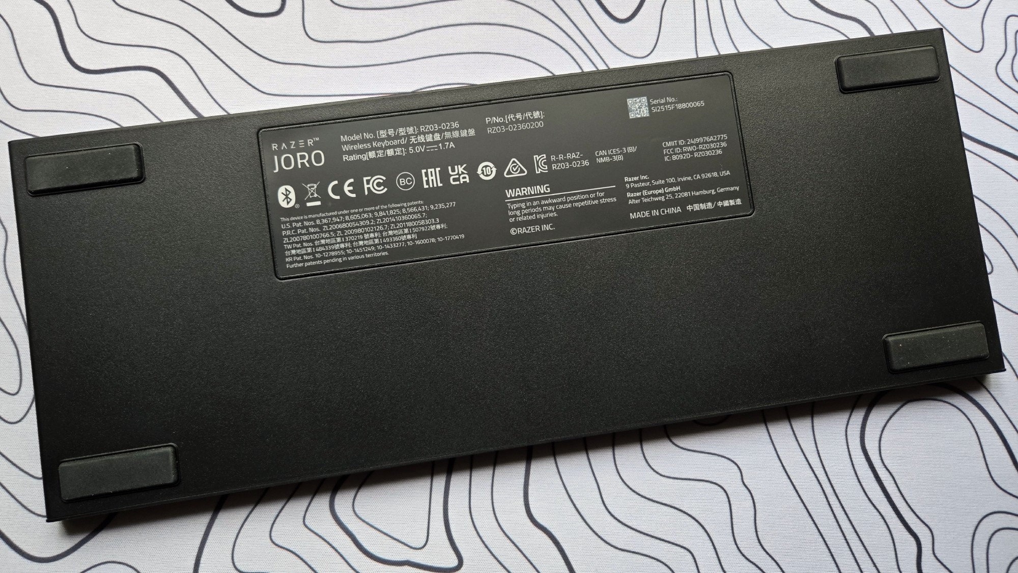 Razer Joro keyboard bottom