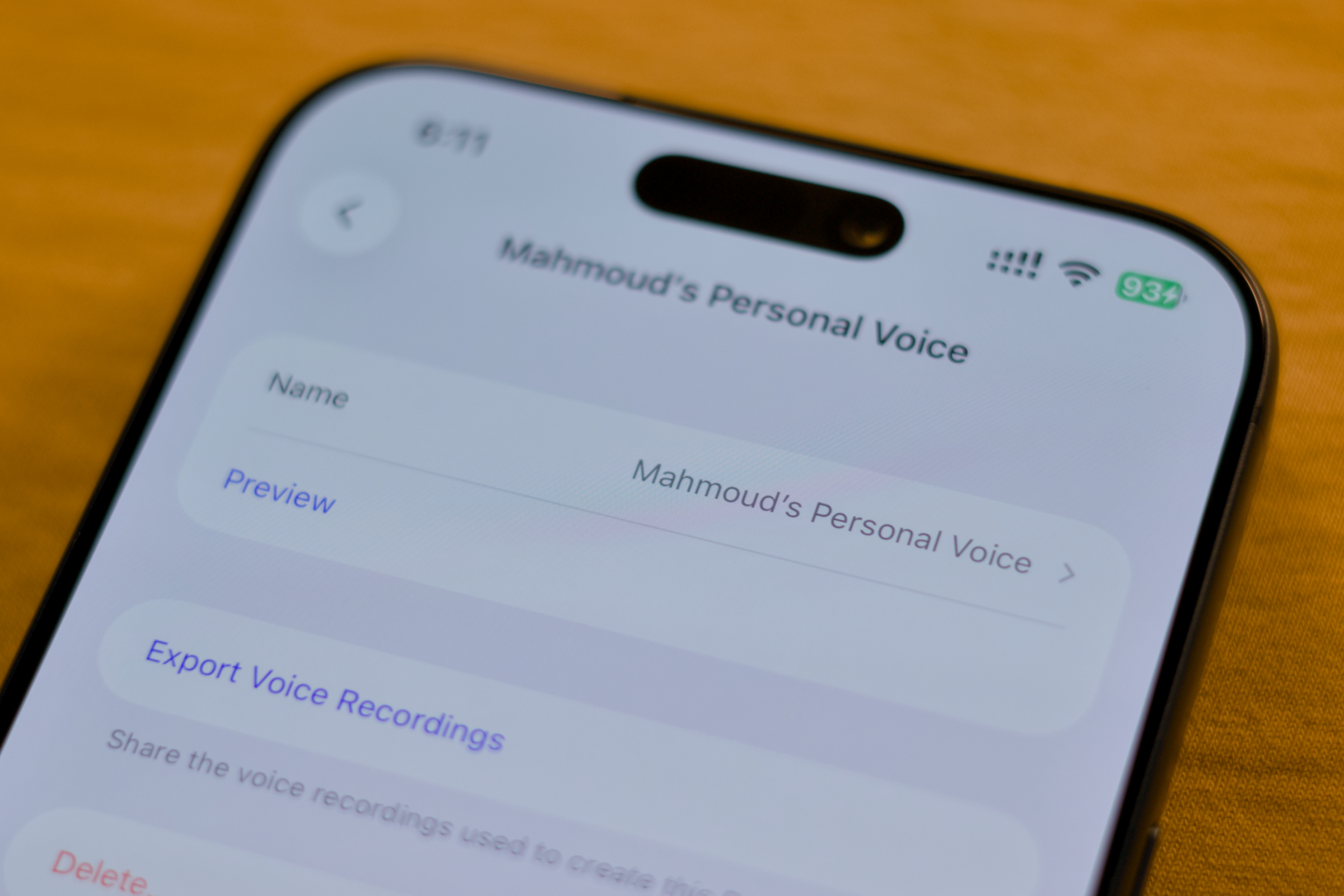 Apple Personal Voice feature